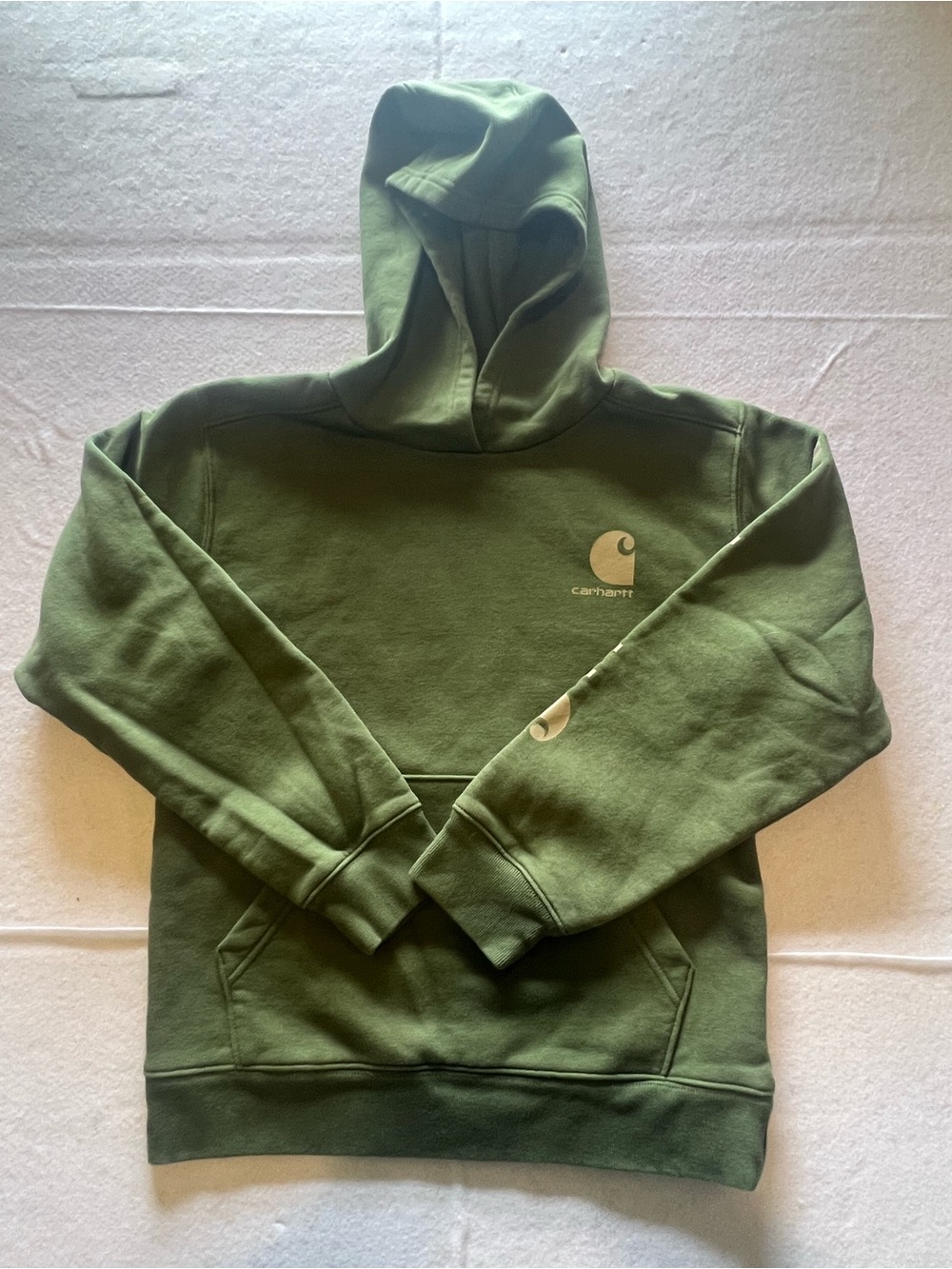 Carhartt Youth Hoodie Medium 10-12 Green Fleece Lined Pullover